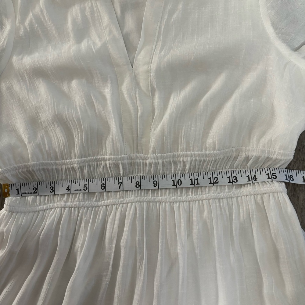 White Maxi Dress Size L Cottagecore Beach Wedding Minimalist Lace Fairycore - Picture 11 of 15